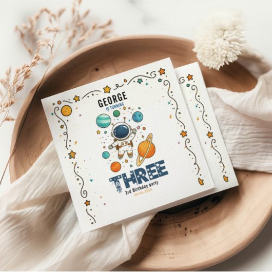 Serviette En Papier Aventure spatiale 3e anniversaire | Fête dans l'es