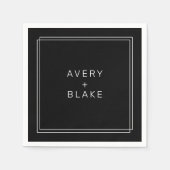 Serviette En Papier AVERA moderne Noir Mariage double frontière (Devant)