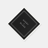 Serviette En Papier AVERA moderne Noir Mariage double frontière (Coin)