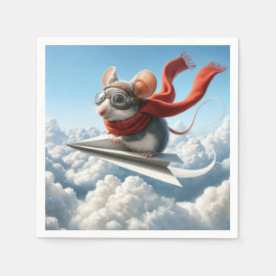 Serviette En Papier Aviateur Souris Piloter un avion en papier