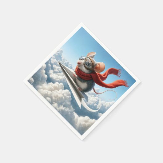 Serviette En Papier Aviateur Souris Piloter un avion en papier (Coin)
