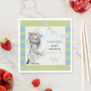 Serviette En Papier Aviateur Wolf, Baby shower rayé