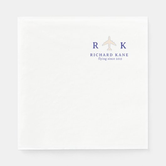 Serviette En Papier Avion Avec Initiales Logo Pilote (Devant)