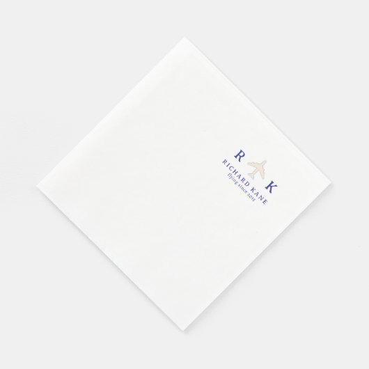 Serviette En Papier Avion Avec Initiales Logo Pilote (Coin)