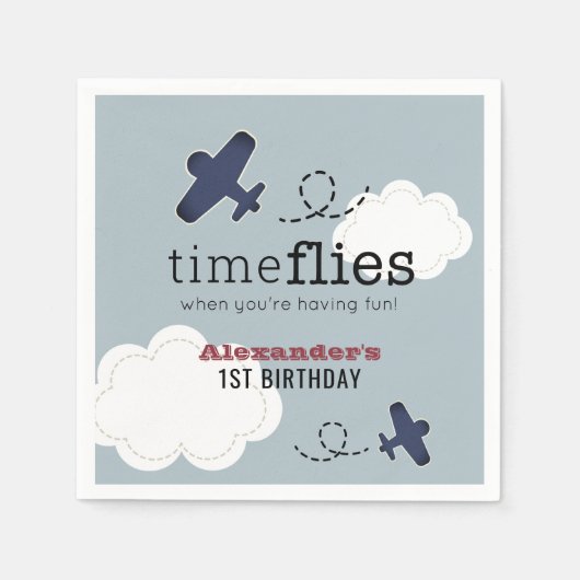 Serviette En Papier Avion Avion Blue Boy Anniversaire Napkins (Devant)