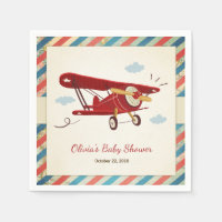Avion Baby shower Napkin Adventure Travel Plane