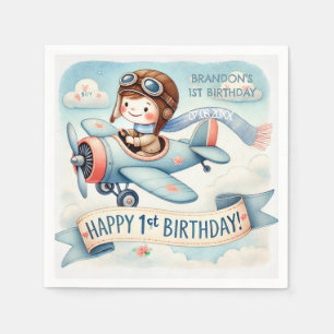 Serviette En Papier Avion Boy 1er anniversaire