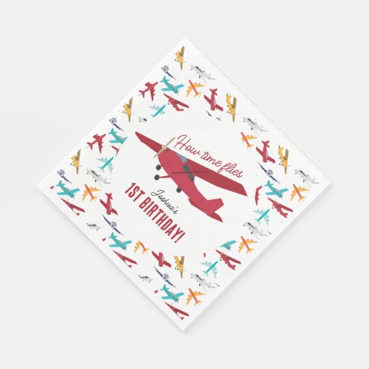 Serviette En Papier Avion Enfants 1er anniversaire Fête heure vols (Coin)