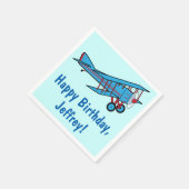 Serviette En Papier Avion Joyeux Anniversaire Nom Personnalisable (Coin)