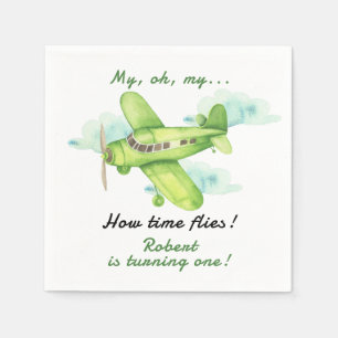 Serviette En Papier Avion Oh Mon Temps Vol Voyage Premier Anniversaire