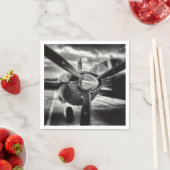 Serviette En Papier Avion propulseur noir et blanc (En situation)