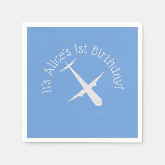 Serviette En Papier Avion sur bleu Personnalisé (Devant)