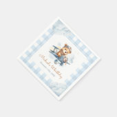 Serviette En Papier Avion Teddy Bear Bleu 1er anniversaire (Coin)
