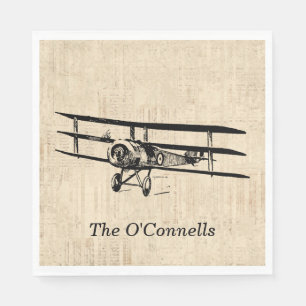 Serviette En Papier Avion vintage Ancien avion Antique Plane Nom perso