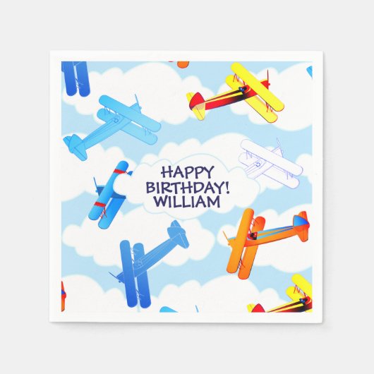 Serviette En Papier Avion vintage Avion Partie d'anniversaire (Devant)