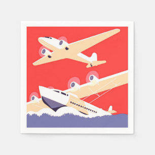 Serviette En Papier Avion volant Vintage WPA coloré