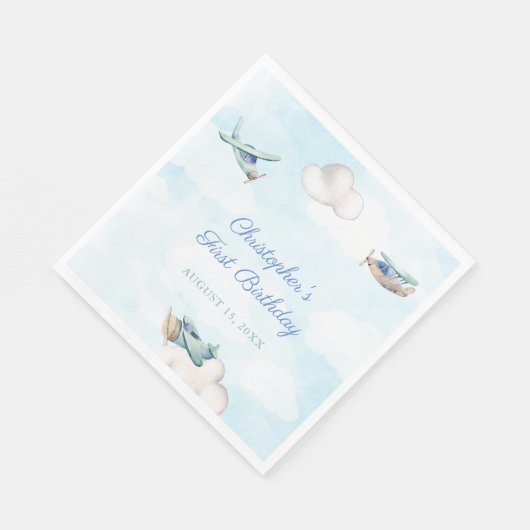 Serviette En Papier Avion Voyage Thème Anniversaire Fête Ou Douche (Coin)