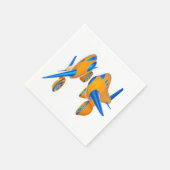 Serviette En Papier Avions de dessin animé Vibrant orange et bleu (Coin)