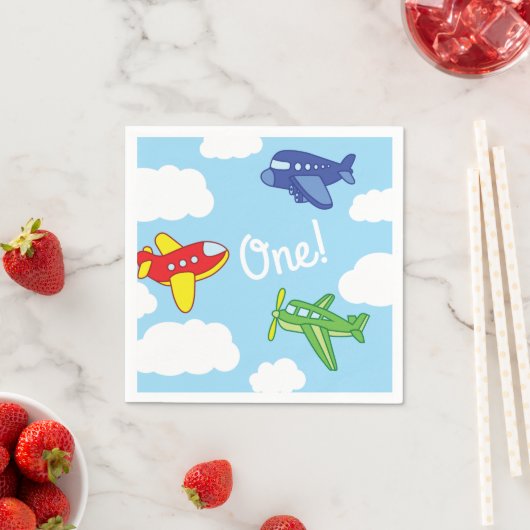 Serviette En Papier Avions et Jets mignons 1ère fête d'anniversaire (En situation)