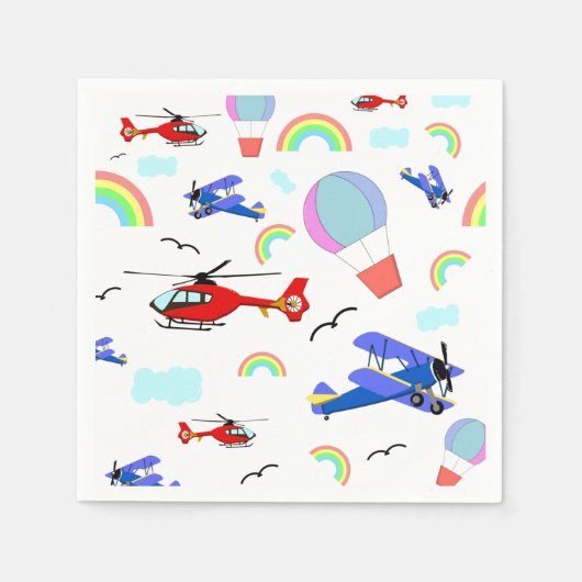 Serviette En Papier Avions, hélicoptères et ballons (Devant)