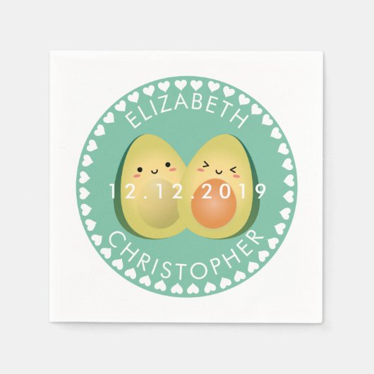 Serviette En Papier Avocados Whimsical Moderne Sympa Soirée de Mariage (Devant)