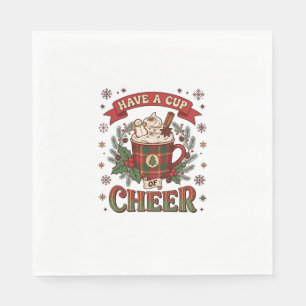 Serviette En Papier Avoir une tasse de Noël avec un motif à carreaux d
