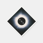 Serviette En Papier Avril 2024 Éclipse solaire totale en noir et blanc (Coin)