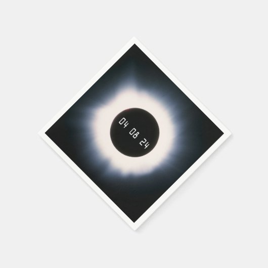 Serviette En Papier Avril 2024 Éclipse solaire totale en noir et blanc (Coin)
