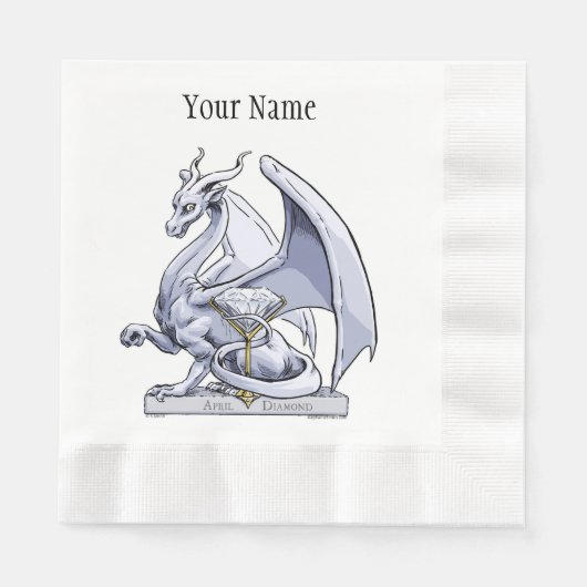 Serviette En Papier Avril Dragon de Pierre de naissance : Diamant (Devant)