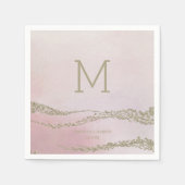 Serviette En Papier Awash Elegant Aquarelle Blush Mariage Monogramme (Devant)