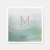 Serviette En Papier Awash Elegant Aquarelle dans Ocean Mariage Monogra (Devant)