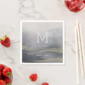 Serviette En Papier Awash Elegant Aquarelle Smoke Mariage Monogramme (En situation)