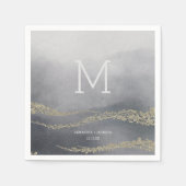 Serviette En Papier Awash Elegant Aquarelle Smoke Mariage Monogramme (Devant)