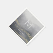 Serviette En Papier Awash Elegant Aquarelle Smoke Mariage Monogramme (Coin)