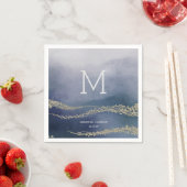 Serviette En Papier Awash Elegant Surf aquarelle Mariage Monogramme (En situation)