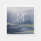 Serviette En Papier Awash Elegant Surf aquarelle Mariage Monogramme (Devant)