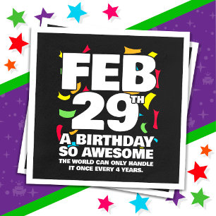 Serviette En Papier Awesome Anniversaire 2024 Leap Day Leap Année 29 f