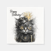 Serviette En Papier Awesome Steampunk Cat Birthday  (Devant)