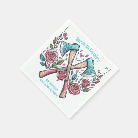 Serviette En Papier Axes et Roses - Ax Throwing Bachelorette Party (Coin)