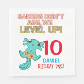 Serviette En Papier Axolotl Gamer Anniversaire Jeu Vidéo de garçon (Devant)