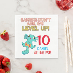 Serviette En Papier Axolotl Gamer Anniversaire Jeu vidéo garçon