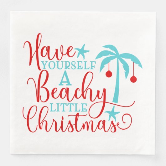 Serviette En Papier Ayez-vous un petit Noël de plage (Devant)