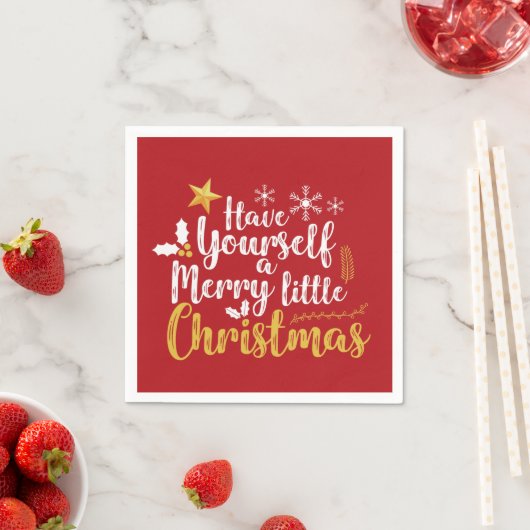 Serviette En Papier Ayez-vous une petite typographie de Noël joyeuse (En situation)