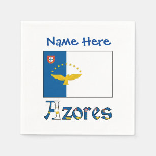 Serviette En Papier Azores Drapeau Azoréen Bleu Nom Personnalisé