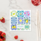 Serviette En Papier azulejo chic sicilien Amalfi Carreaux méditerranée (En situation)