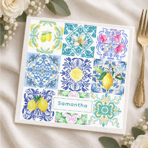 Serviette En Papier azulejo chic sicilien Amalfi Carreaux méditerranée