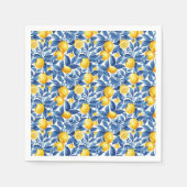 Serviette En Papier Azulejo Lemons Feuilles bleus (Devant)