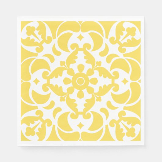 Serviette En Papier Azulejos jaune portugais espagnol méditerranéen (Devant)
