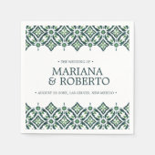 Serviette En Papier Azulejos vert | Frontière carrelée espagnole perso (Devant)