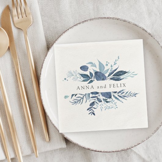 Serviette En Papier Azur sauvage | Botanique Mariage personnalisé